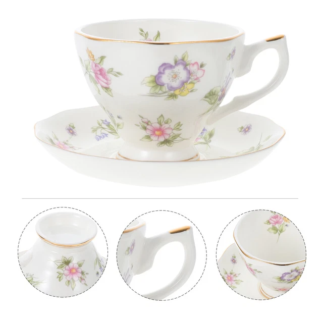 Keramik Kaffee Tasse Untertasse Set: Blumentee Tasse mit Untertasse 1 Set Trim