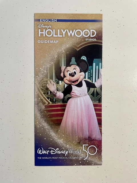 WALT DISNEY WORLD Theme Park Guide Map Hollywood Studios 50th