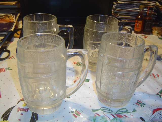 (4) Dads Root Beer Mugs Soda Fountain, Heavy Glass, EX Cond
