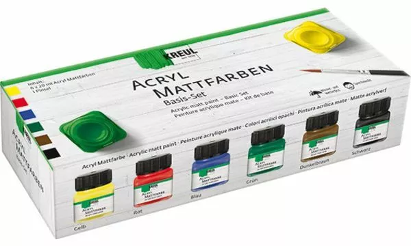 KREUL Acryl Mattfarbe Basis Set 6x20ml Mal Künstler Bastel Farbe