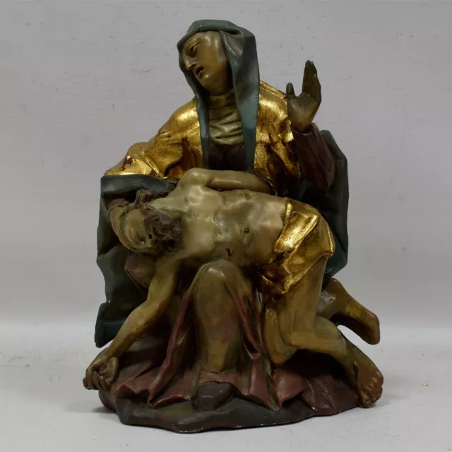 Alte Heiligenfigur Pièta / Beweinung Christi Stuck Figur Höhe 40cm