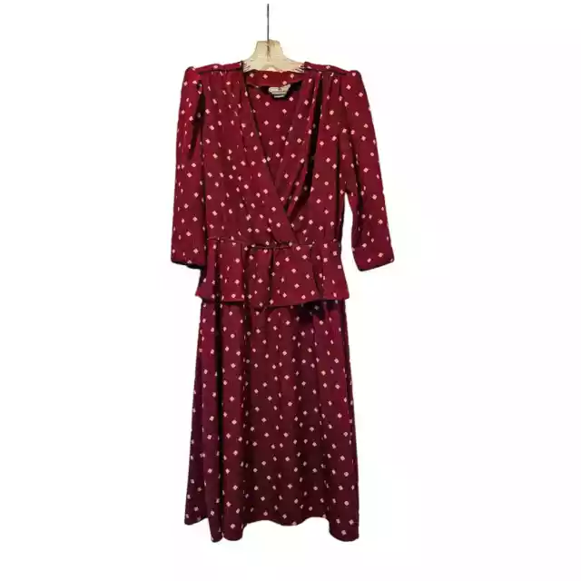 Vintage Cottagecore Peplum Dress Red Jonathan Martin size 7/8 Rockabilly