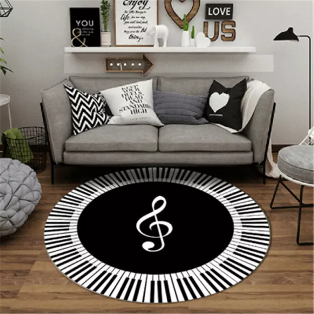 Carpet Music Symbol Piano Keys Round Carpet Anti Slip Rugs Bedroom Pads Floor