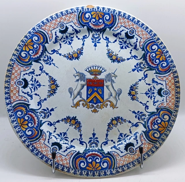Lot De 3 Assiettes Anciennes Gien - Médailles D'Or Marines - Étoile, Cercle, Angle