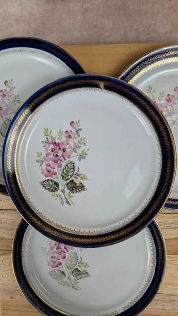 Lot 6 Assiettes à Dessert Luminarc – Décor Floral Bleuté – Occasion