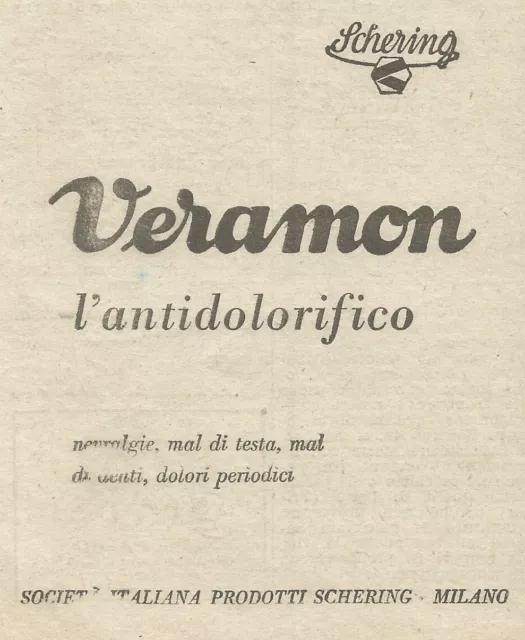 W6599 Antidolorifico Veramon - Pubblicità 1949 - Advertising
