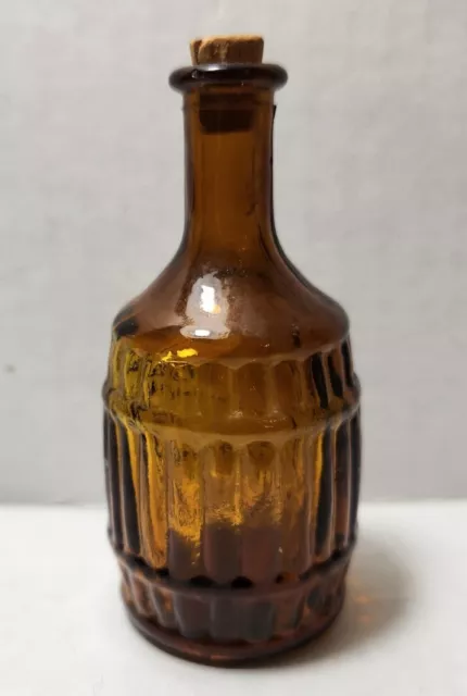 Vintage Wheaton 3” Amber Glass Bottle w/ Cork “Root Bitters” on the side (Taiwan