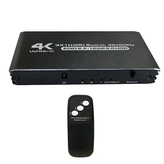 Projector Switcher 3 PORT 4K HDMI Switcher 3 In 1 Out HDMI With IR Remote For LCD TV LCD ...