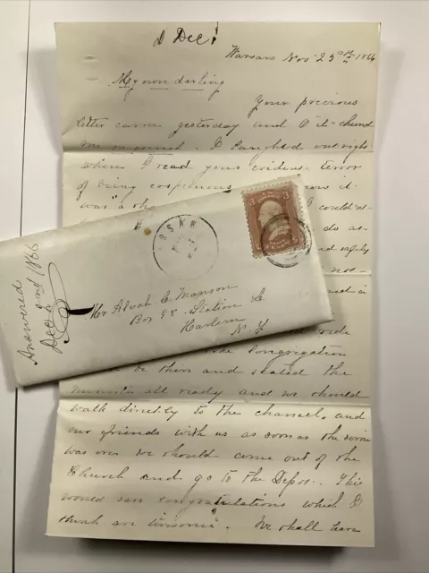 Nov 25, 1966 Warsaw to Harlem New York Handwritten Letter - Scotts #65 Stamp