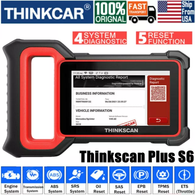 Thinkscan Plus S6 OBD2 Scanner Diagnostic Tool SRS ABS TPMS Oil EPB Code Reader