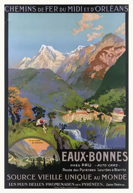 Affiche chemin de fer Midi & Orléans - Eaux-Bonnes (DR*)