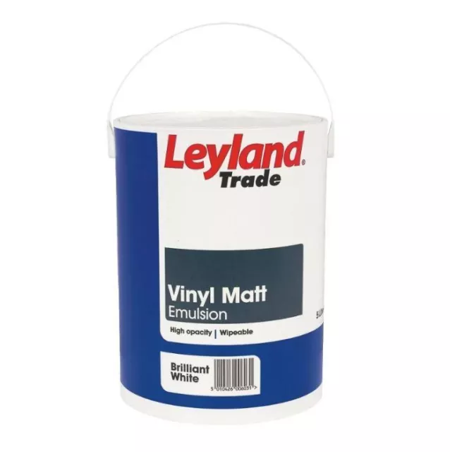 Leyland Trade Vinyl Matt Paint Brilliant White 5ltr