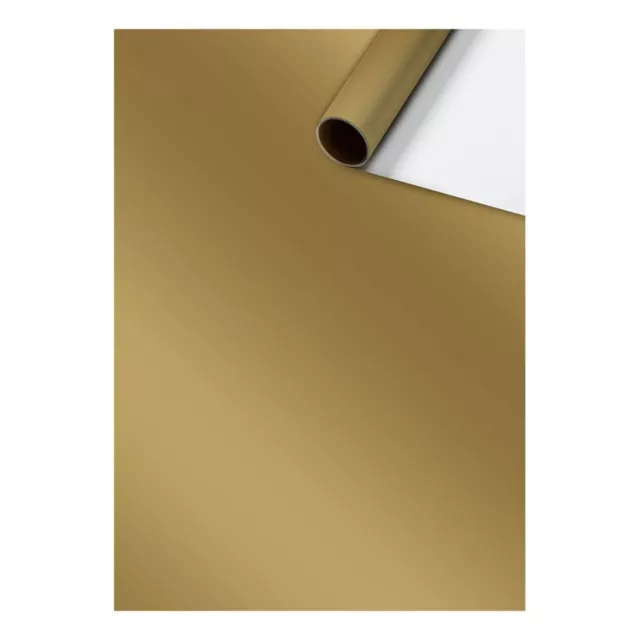 Geschenkpapier - Röllchen - 70cm x 10m - Gold - Kurzrolle - Uni Plain - Verbrauc