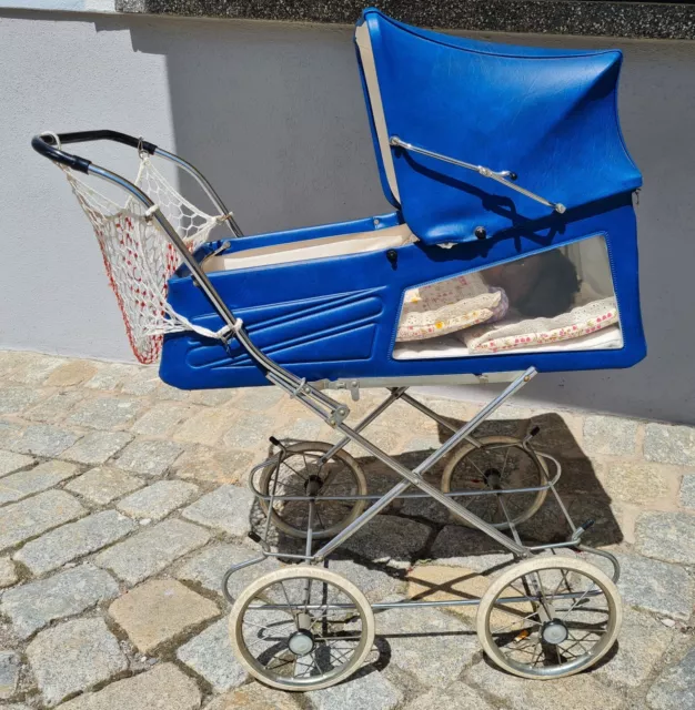 Puppenwagen ZEKIWA blau Panorama Fenster Spielzeug DDR 70er Jahre Wagen Ostalgie