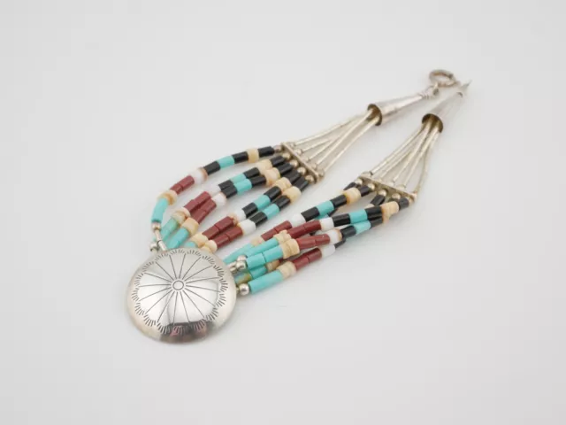 Beautiful Vintage Navajo Native American Indian Liquid Silver & Beaded Bracelet