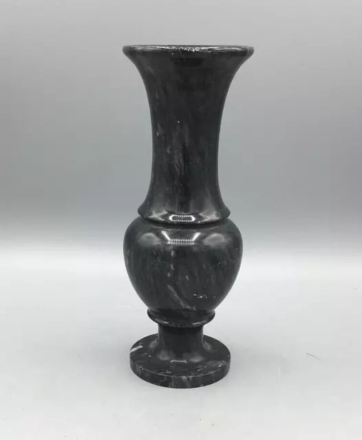 Vintage Carved Black Marble Greco Roman Style Candle Holder or Bud Vase 3