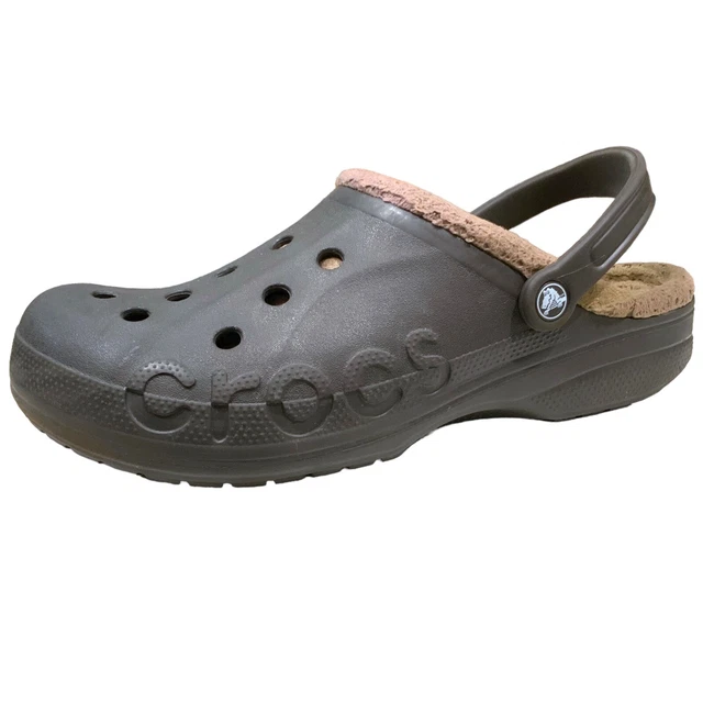 Crocs Classic Baya 'Espresso' 11692 Men's Slip On Clogs Size 11 Faux Fur Lined