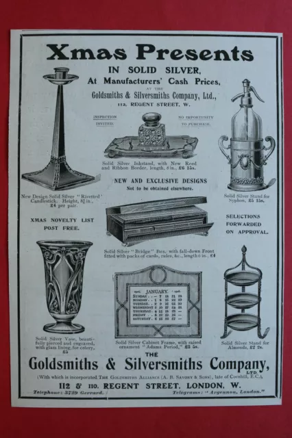 WL12e) Werbung Goldsmiths & Silversmiths Co 1905 Present Geschenk London England