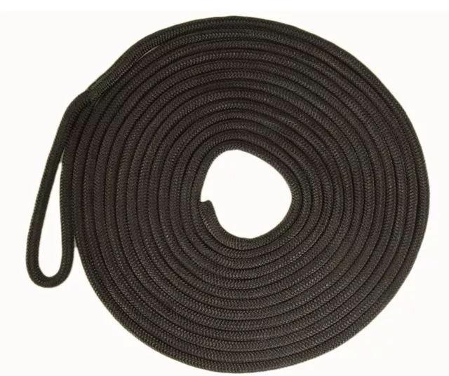 Boat Mooring Rope Black 16 Strand Polyester UV Stabilised 18mmx2M Dock Line