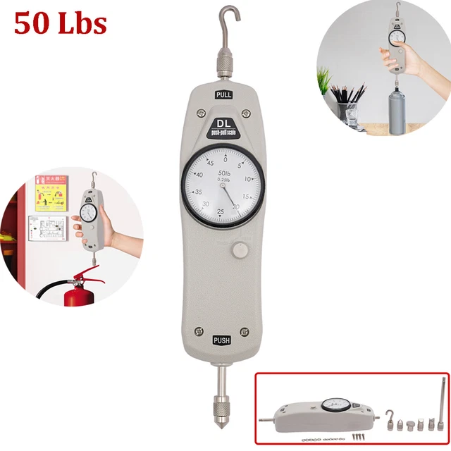 50 LBS PUSH Pull Force Gauge Force Gauge Force Tester w/ 2 Modes + 5