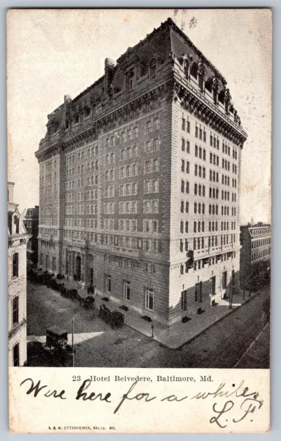 Baltimore, Maryland MD - Building of Hotel Belvedere - Vintage Postcard - Posted