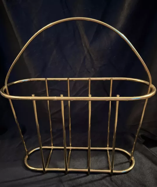 VTG 🌟Mid-Century Modern  Brass gold tone Metal Magazine record  Rack/Holder