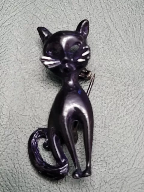 Vintage Black Cat  Brooch Lapel Pin J2