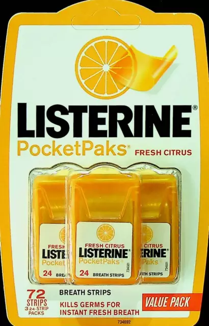 Tiras respiratorias Listerine PocketPaks (72) en sabor cítrico fresco - selladas