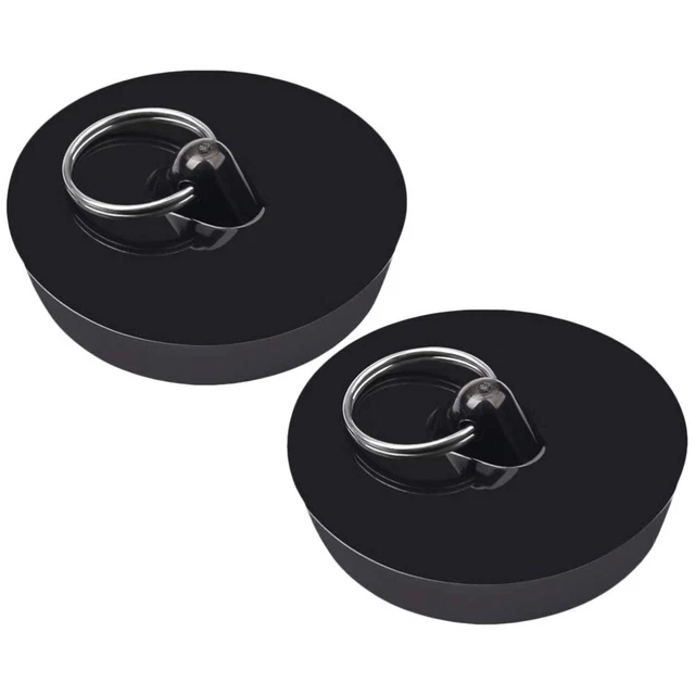 2 piezas enchufes tapones de drenaje de PVC para lavabo tapón de ducha Black