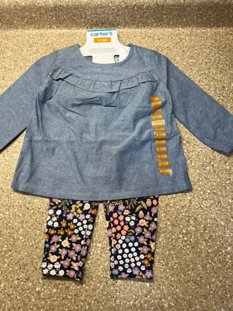 CARTER'S BABY GIRL'S 2 PIECE SETS, 9-12 Months NEW