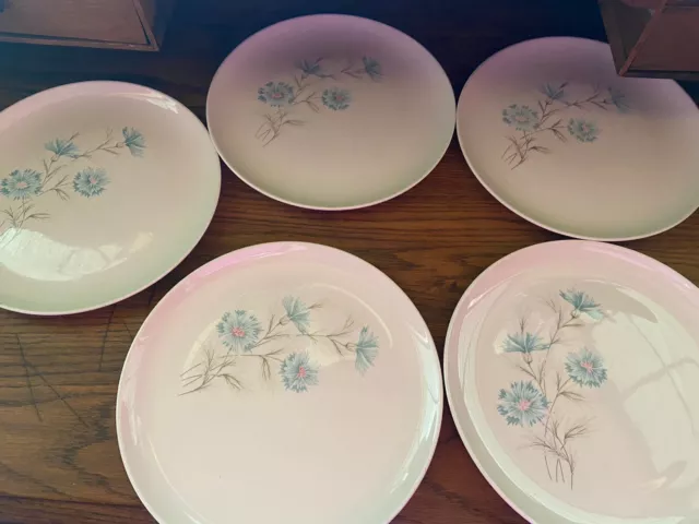 Lot of 5 MCM Taylor Smith & Taylor Ever Yours Boutonniere 10" Dinner Plates