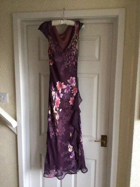 fitted lace wedding dress VINTAGE MONSOON TWILIGHT PURPLE SILK EVENING/ OCCASION DRESS SIZE 12 F –  Whispers Dress Agency