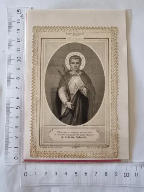 6004 - Santino Merlettato Holy Card San Tarcisio Originale