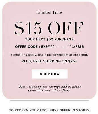 IN-STORE/ON-LINE ** Victoria Secret coupon $15 off $50 + Shipping exp 10/07