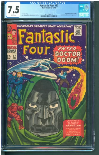 Fantastic Four #57  Cgc 7.5 Vf- One Owner!  Bright White Pages!  Doc Doom/Surfer
