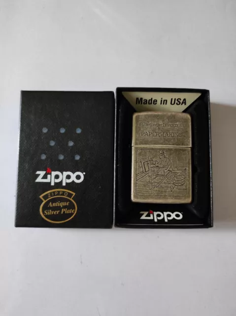 Zippo 325474 Antique Silver Plate Lighter Case - No Inside Guts Insert