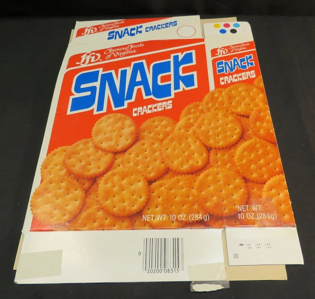 VINTAGE FAMOUS FOOD of Virginia (FFV) Snack Crackers 10 oz Box, Empty