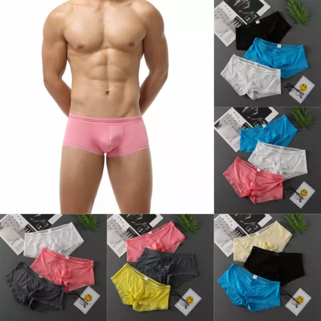 Ice Silk Mens Underwear Boxers Pack Translucent Underwear Panties  Breathable NEW
