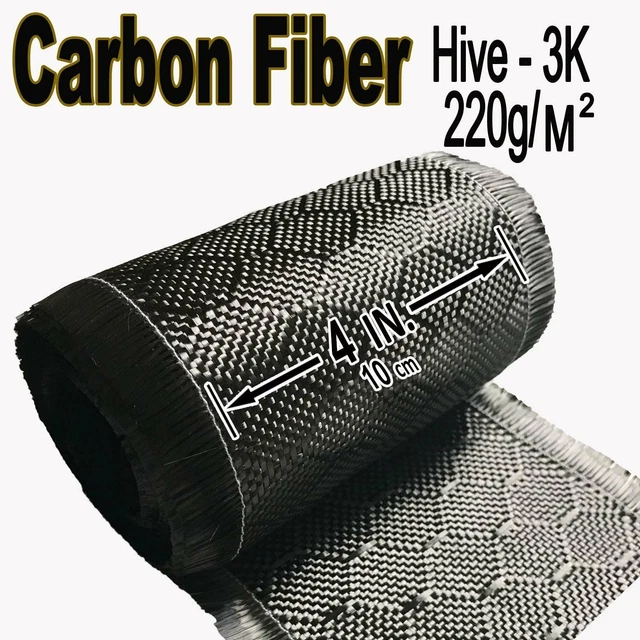 4 in x 5 FT - Bee Hive - CARBON FIBER FABRIC-2x2 Twill WEAVE-3K - 220g-Black