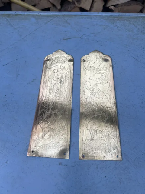Pair Of Vintage Brass Door Finger Plates