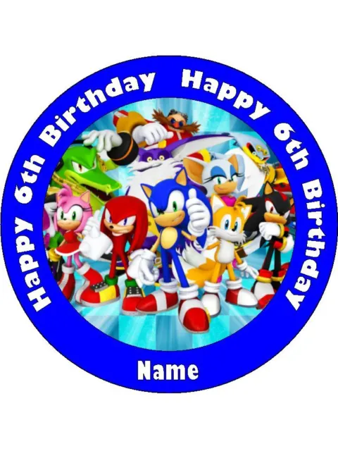 SONIC THE HEDGEHOG 19cm Edible Icing Image Cake Toppers Birthday Decorations #2