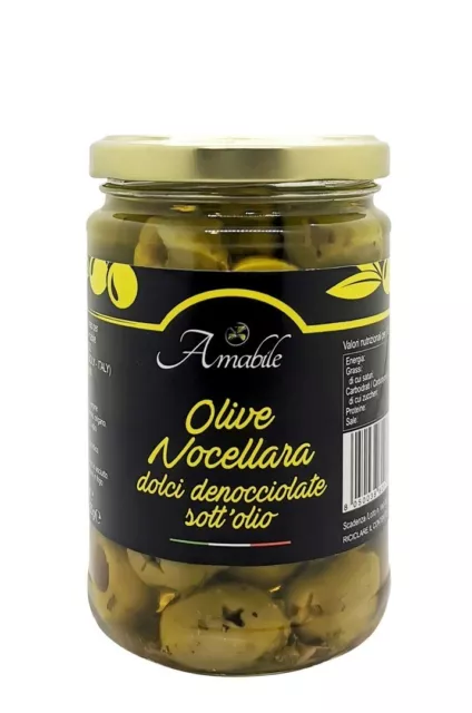 Olive verdi Nocellara dolci denocciolate sott'olio vaso 290gr