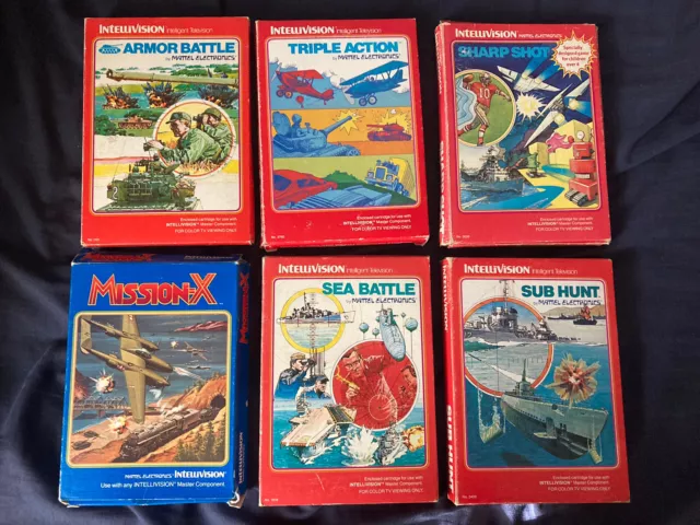 Intellivision Action Game Lot Of 5 Complete Boxes Overlays Manual Tested