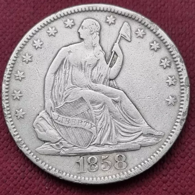 1858 Seated Liberty Half Dollar 50c Better Grade XF Details #55675