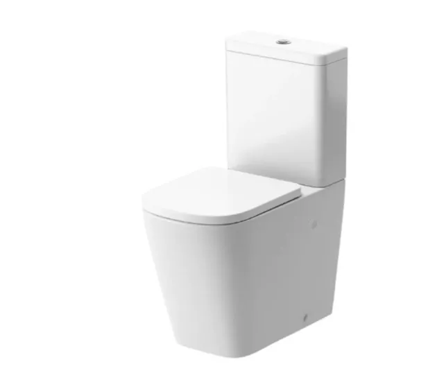 Bathroom Toilet WC Unit Pan Soft Close Seat White Gloss Close-Coupled