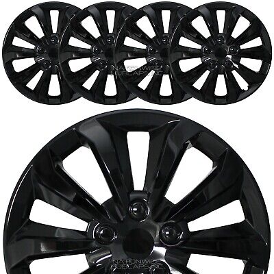 16" Black Set of 4 Wheel Covers Snap On Full Hub Caps fit R16 Tire & Steel Rim
