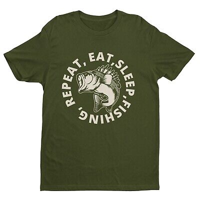 Maglietta EAT SLEEP FISHING REPEAT divertente Fishrtman papà nonno idea regalo pesca