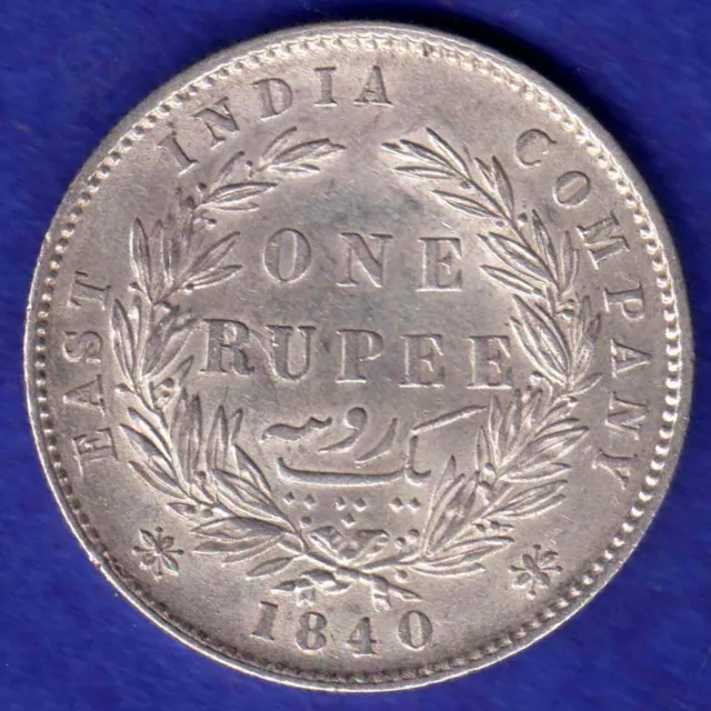 British India-1840-Divided Legend-Victoria-One Rupee-Top Condition Silver Coin