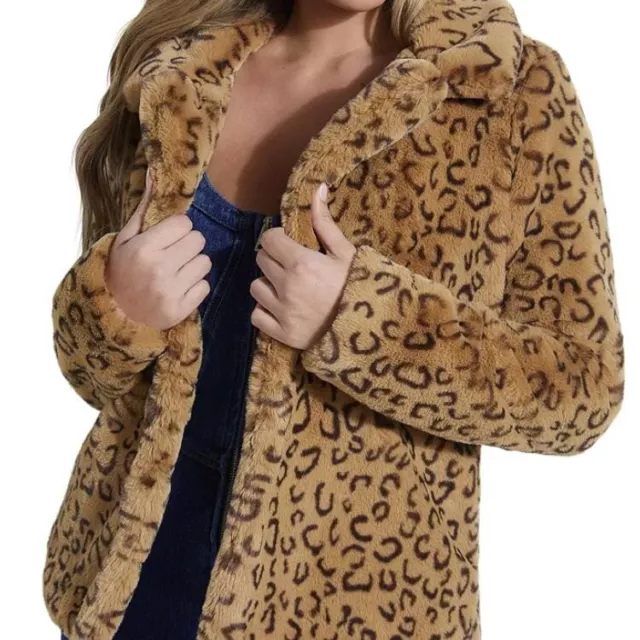 Guess Reckless Animal Print Cheetah Lightweight Faux Fur Coat Jacket Large