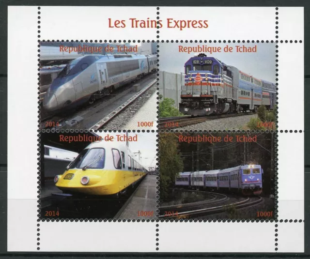 Chad 2014 MNH Express High Speed Trains 4v M/S Railways Rail Stamps